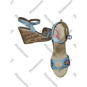 New Jellypop Enchant Blue Multi Crochet J17MOCR Wedge Women's 8.5M/9M/9.5M/10M